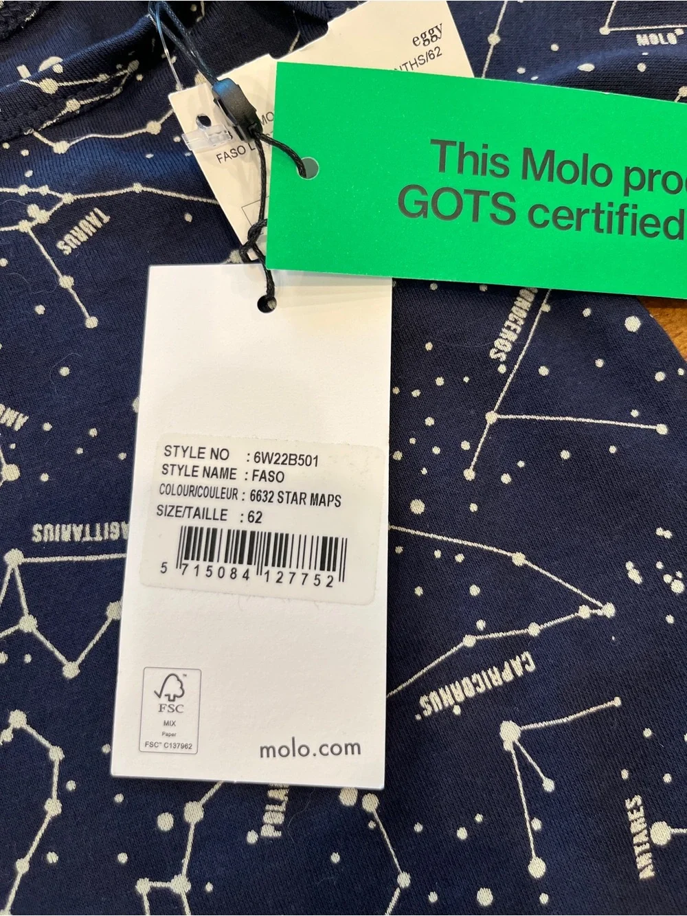 NWT Molo Faso Star Maps Baby Bodysuit 0-3 Months